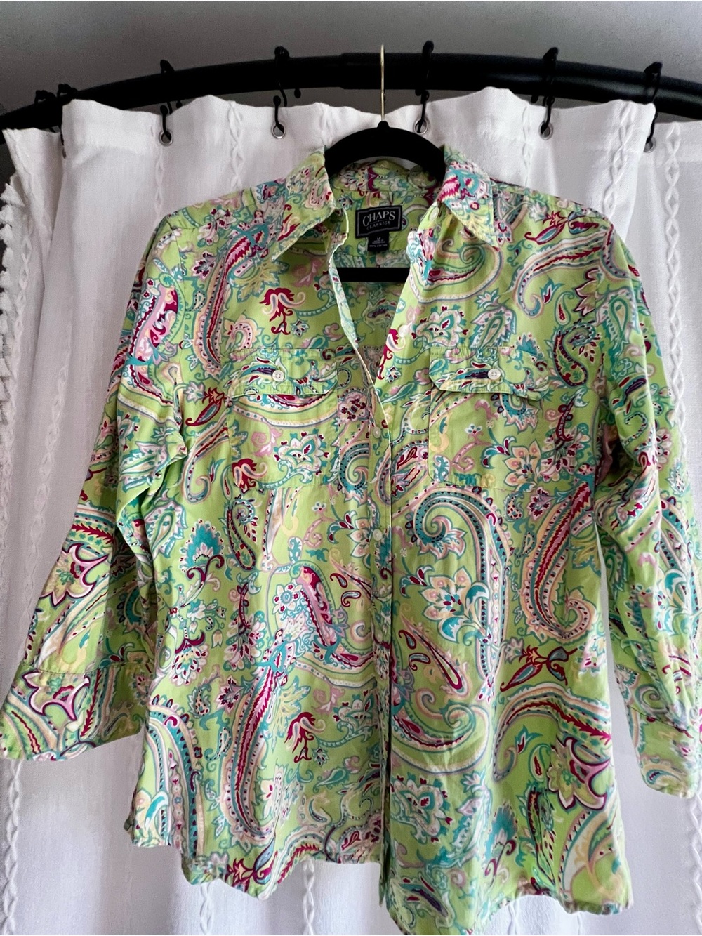 Chaps Women’s Lime Green Paisley Button-Down Shirt